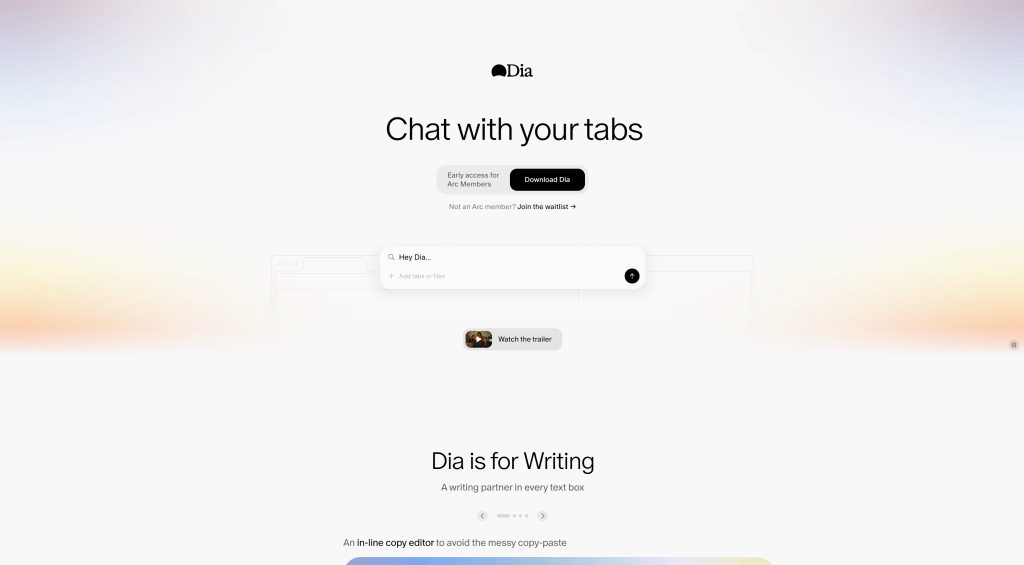 Website of the Dia Browser - unfortunately only available for Mac at the time of writing this article.